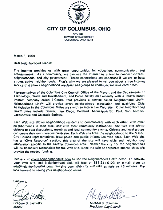 Letter From
Chicago Mayor